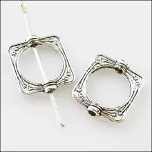 15 шт тибетский серебряный Квадратный Круг разделитель рамка бусины амулеты 14x15,5 мм