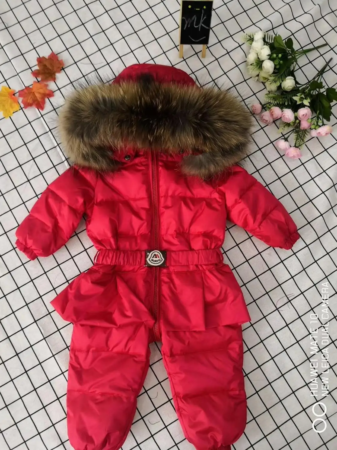 

Girls Down Jackets Winter Children Down Jumpsuits Boys Down Jackets Snow-wear Children Down Jacket Natural Fur Belt Jumpsuit