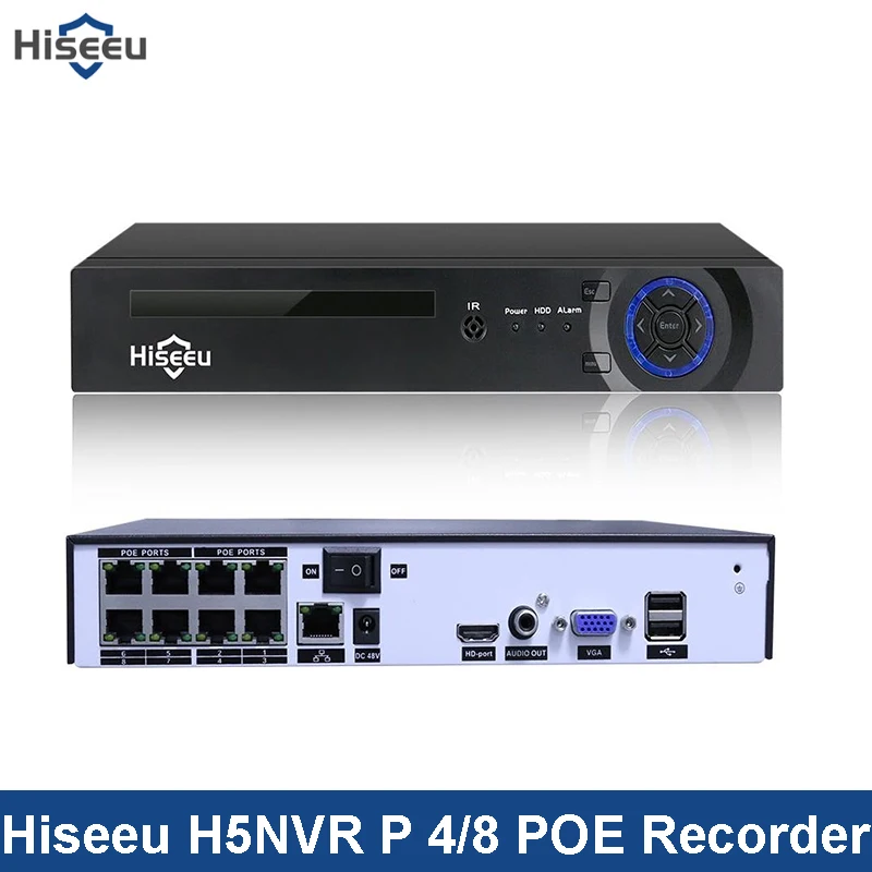 

Video Surveillance H.265 PoE NVR 4/ 8Channel For HD 1080P 4MP 5MP IP Camera PoE PoE NVR 48V 802.3af ONVIF 2.0 Hiseeu DVR