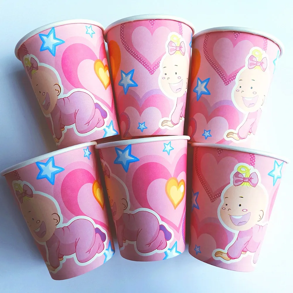 С днем рождения дети ребенок розовый девушка душ вечерние украшения набор баннер посуда набор чашки шляпы тарелки поставщик набор