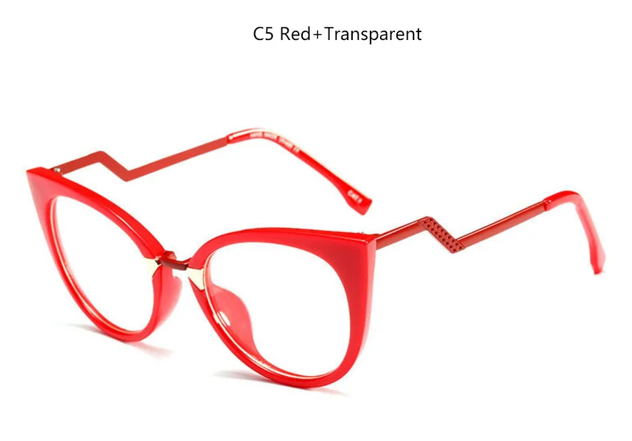 Оправы для женских очков, оправы для женских очков, Модные прозрачные оправы для очков "кошачий глаз" - Цвет оправы: C5 Red