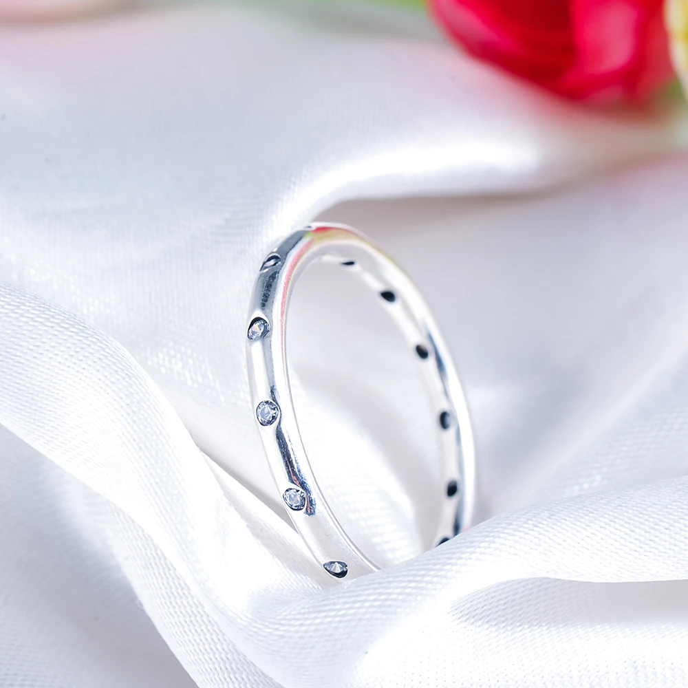 LZESHINE 925 Sterling Silver Rings Simple Style Finger Ring for Women Wedding with AAA Zirconia European Jewelry PSRI0014-B