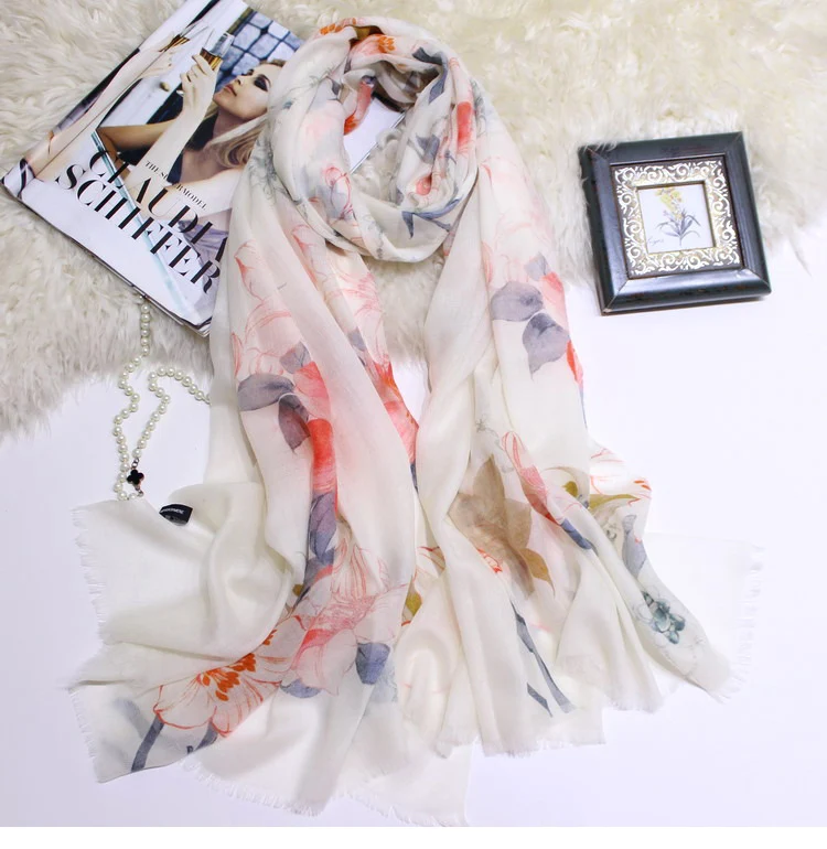 pure cashmere flowers animals print women fashion thin scarf shawl pashmina 100x200cm wholesale retail