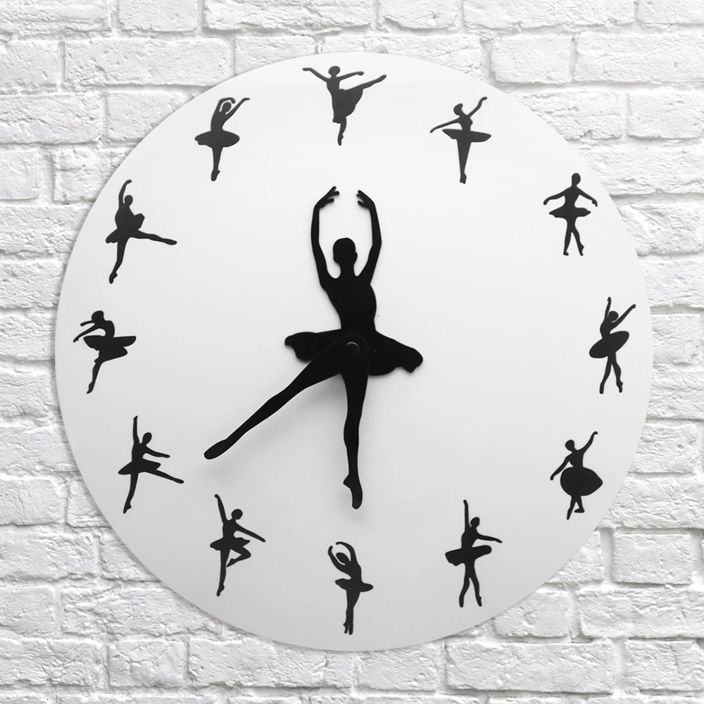 Время балета настенные часы балерина танцовщица балета декоративные часы настенные часы девушки комната танцы студия Декор балетные танцовщицы подарок