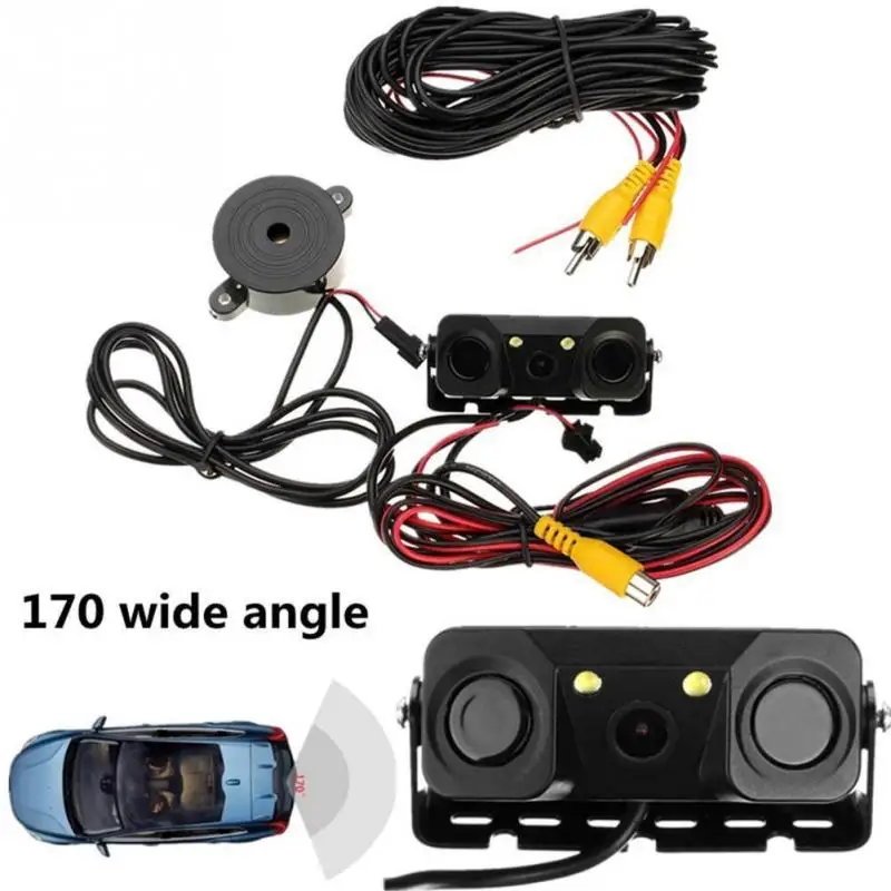 Comprar 3 en 1 cámara de visión nocturna para coche Sensor de Radar de aparcamiento ángulo de visión de 170 grados IP67 con receptor de transmisor inalámbrico de 2,4G