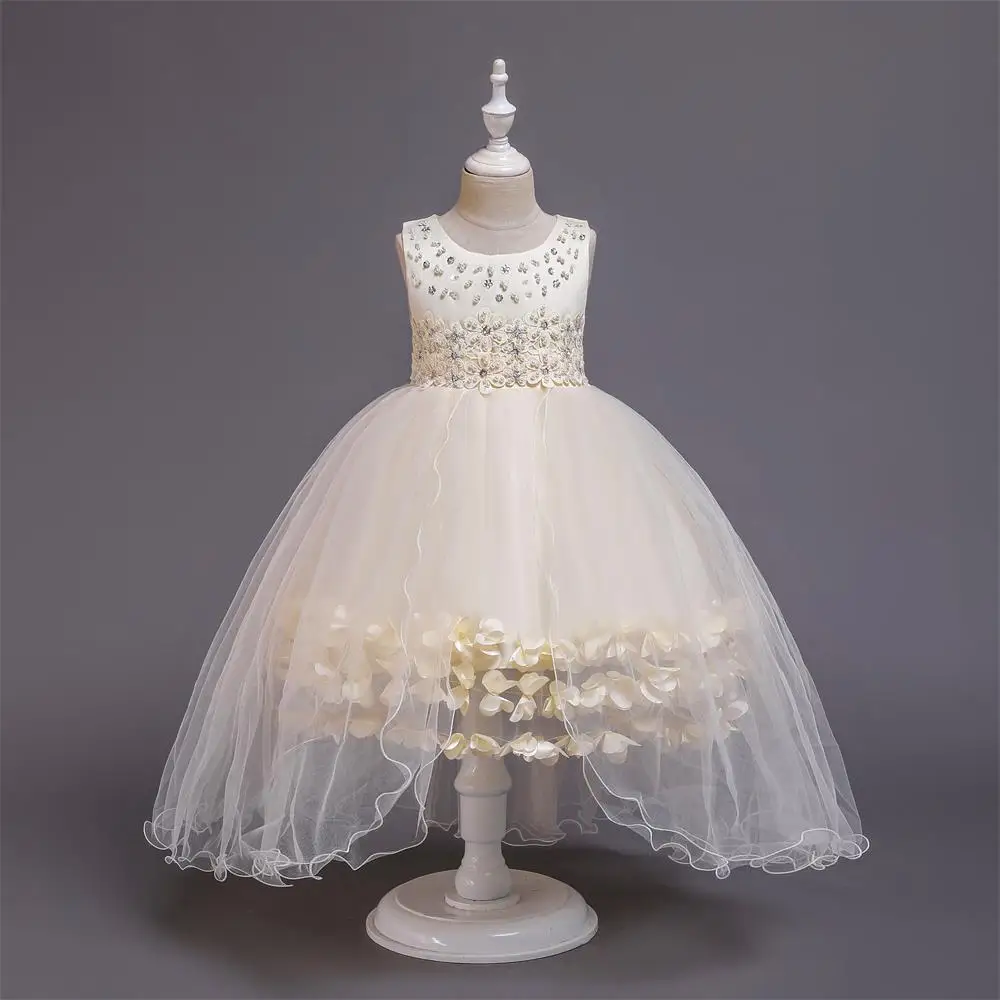 Платье подружки невесты с цветочным узором для девочек; свадебное платье для девочек; элегантное платье принцессы детское вечернее платье для девочек; костюм для детей 3, 6, 12 лет - Цвет: Champagne