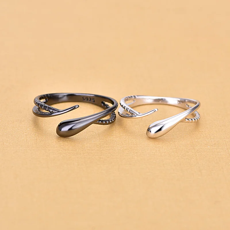 

Factory Wholesale Price 925 Sterling Silver Adjustable Lover Rings Original Handmade Black Couple Rings Jewelry