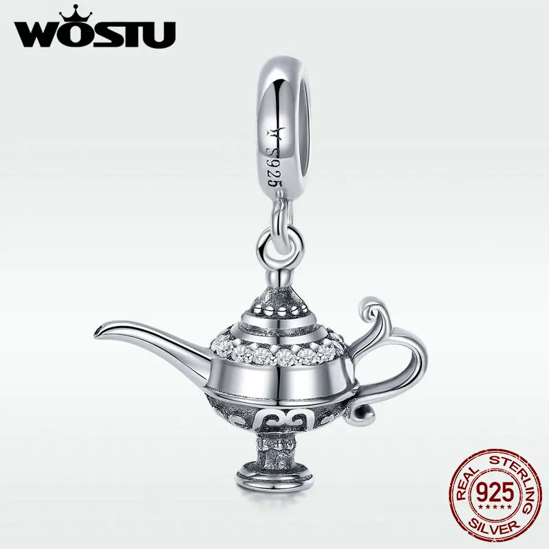 WOSTU Hot Sale 925 Sterling Silver Lamp of Aladdin Dangle Charm Fit Original DIY Beads Bracelet Lucky Wish Jewelry Gift DXC703 WOSTU Hot Sale 925 Sterling Silver Lamp of Aladdin Dangle Charm Fit Original DIY Beads Bracelet Lucky Wish Jewelry Gift DXC703