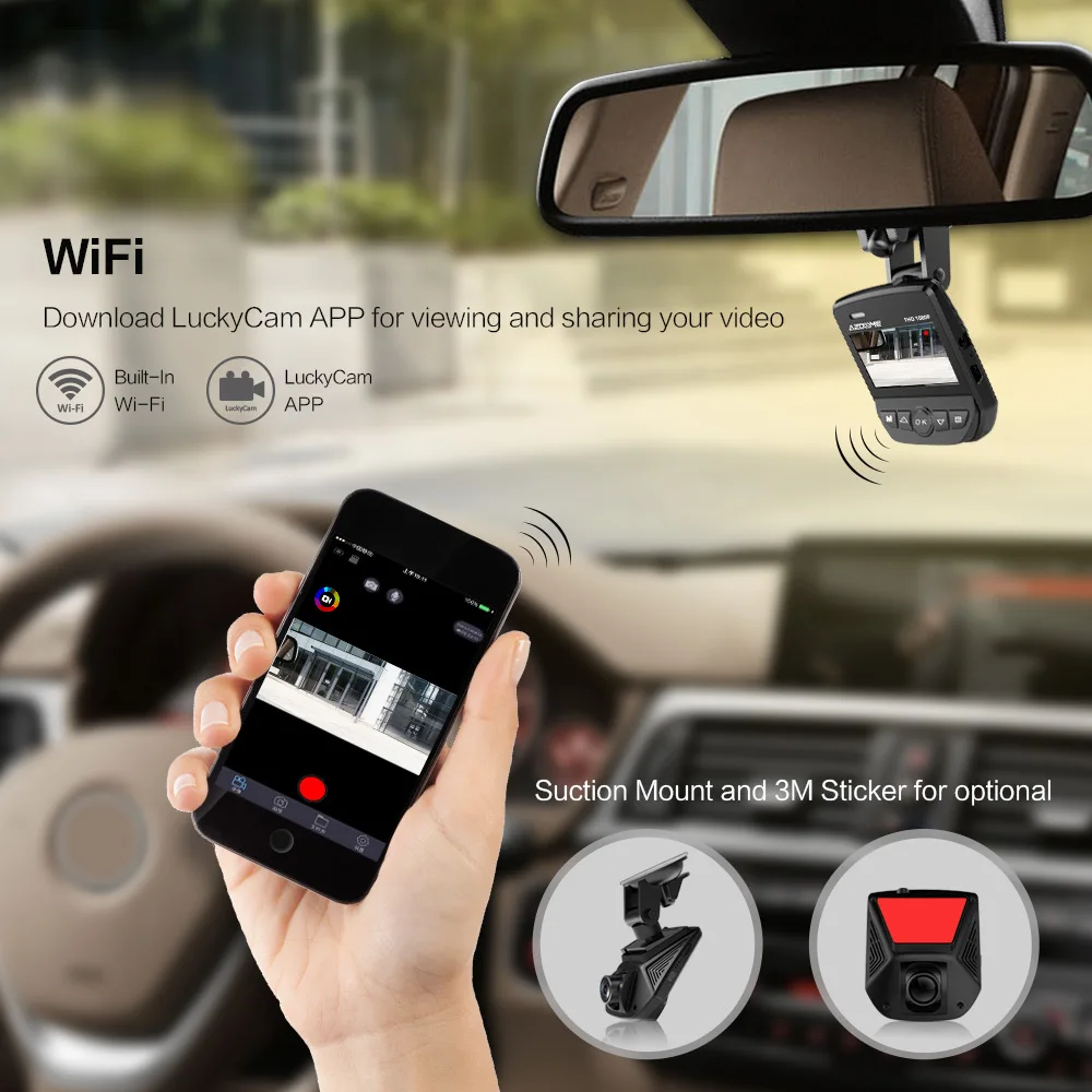 Автомобильный видеорегистратор AZDOME A305 WiFi Novatek 96658 Full HD1080P автомобильная камера 2 45