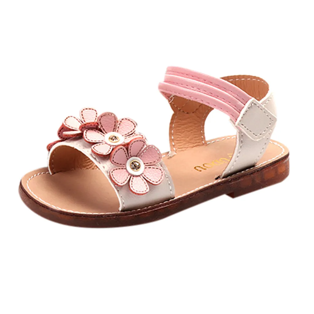 Huang Neeky W#4; Новинка; модная летняя пляжная обувь принцессы с цветочным принтом для маленьких девочек; сандалии; очаровательный дизайн; Лидер продаж; сезон лето - Цвет: Белый