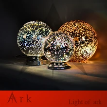 Ковчег свет дизайн Dia20cm хромированные Солнцезащитные очки свет E27 лампа светодиодный Настольный Светильник магия Фэнтези 3d фейерверк Стекло шар освещение