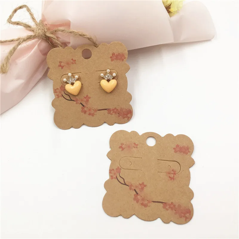 Серьги карты из крафт бумаги 50 шт. 5x5 см|Упаковка и стойки для украшений| |