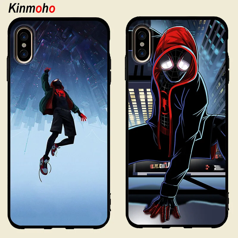 

Marvel Spider Man Into the Spider Verse Phone Cases Cover For iPhone X XS MAX XR 7 6 6s 8 Plus 5S SE Capinha Coque Soft Black