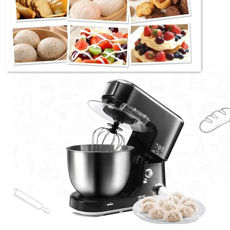 

220V 5L Household Electric Dough Mixer Multifunctional Black Egg Milk Professional Beater For Bread Mixer Stand Type