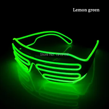 

Ten colors option el glasses El Wire Fashion Neon LED Light Up Shutter Shaped Glasses Rave Costume Party By 3V Steady on Driver