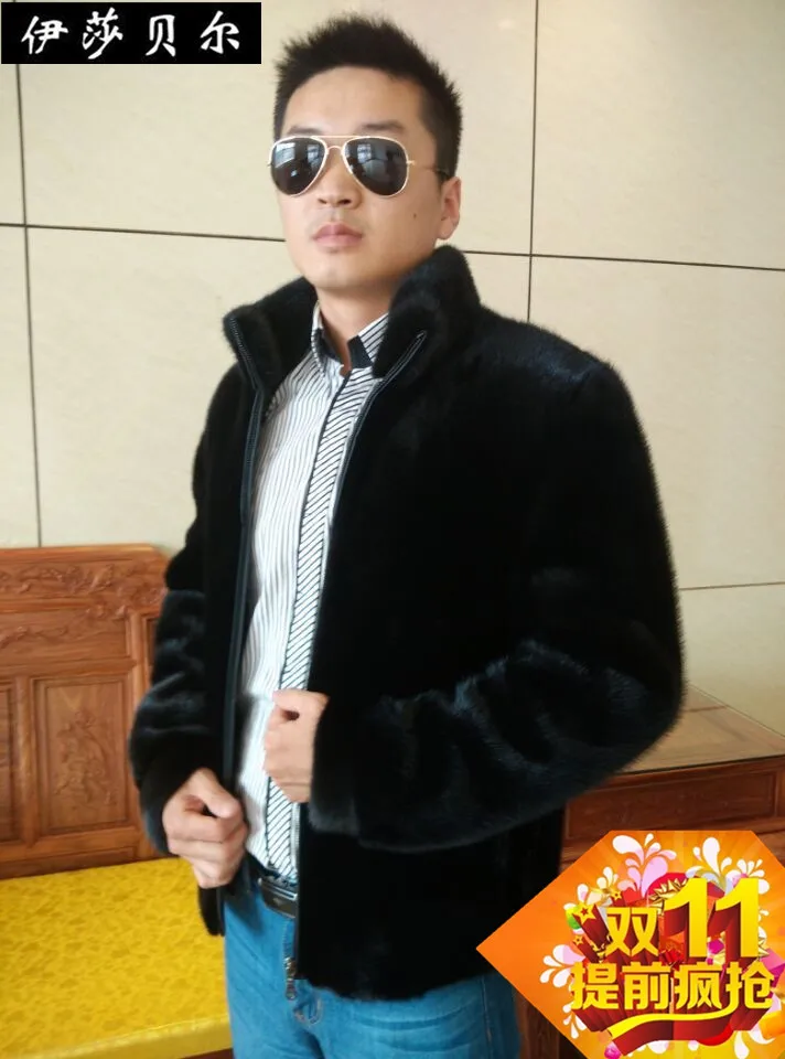 

Marten 2019 winter overcoat male zipper with a hood men's clothing mink fur coat Men