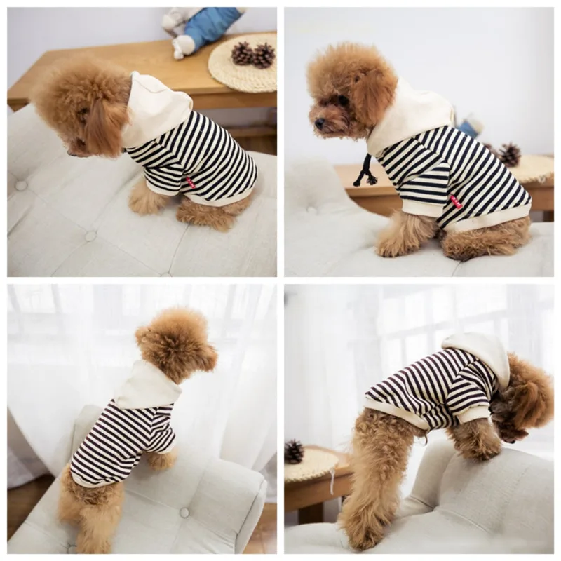 Семейная одежда Одежда для собак хлопковое пальто толстовки Чихуахуа Одежда для домашних животных полосатые пижамы одежда для маленьких собак Французский бульдог
