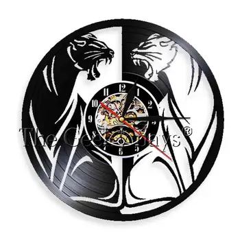 

Wild Animals Shape Vinyl Record Wall Clock Vintage Beast Forest Zoon Wall Art Decor Clock Fierce Creature Nature Clock Watch