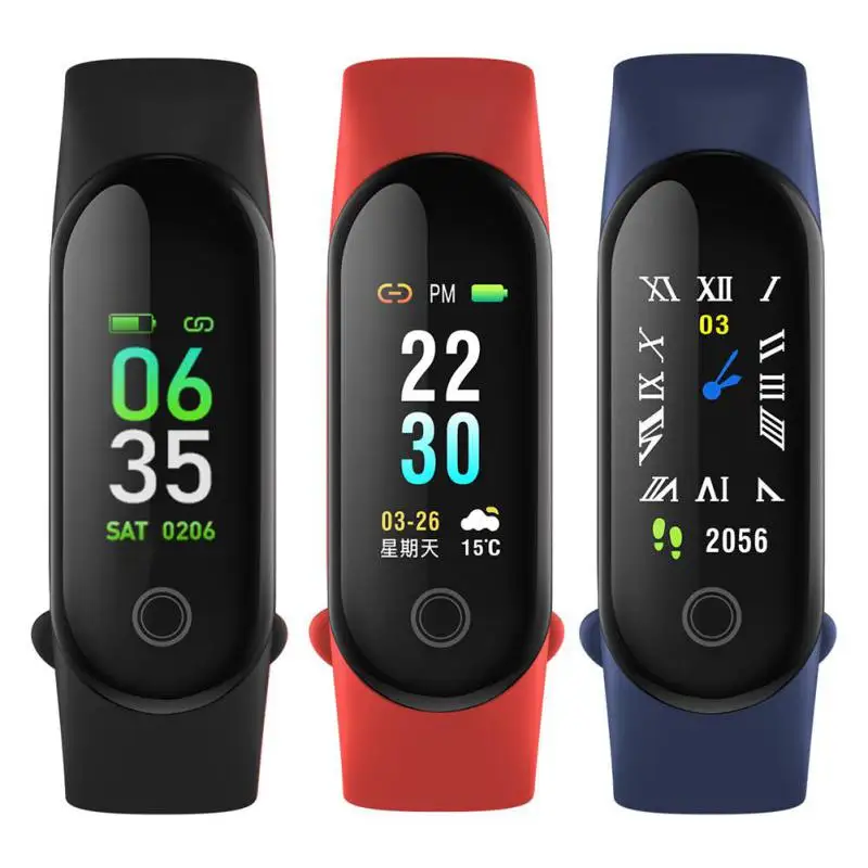 

M3 PLUS Color Screen Smart Wristbands Bracelet IP67 Waterproof Heart Rate Blood Pressure Bluetooth Sleep Monitoring Hot
