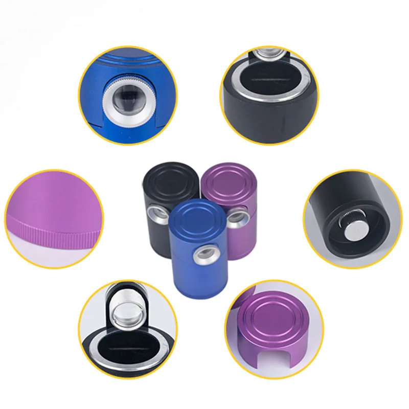 10X MINI Jewelry Waist Prism All Metal Diamond GIA Magnifying Glass Gem Waist Code Identification Observation Tool Purple Blue