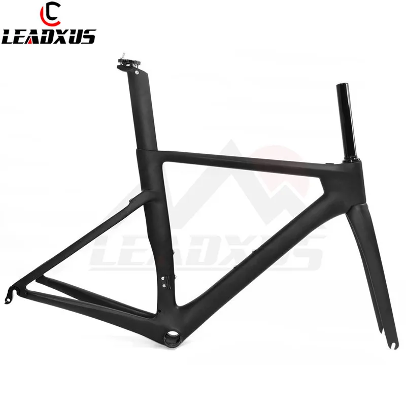

LEADXUS CLW125 T800 Carbon Fiber Road Bike Frame+Fork+Seat Post+Clamp+Headset+BB30 or BB68 Adapter Black Matte/Black Glossy