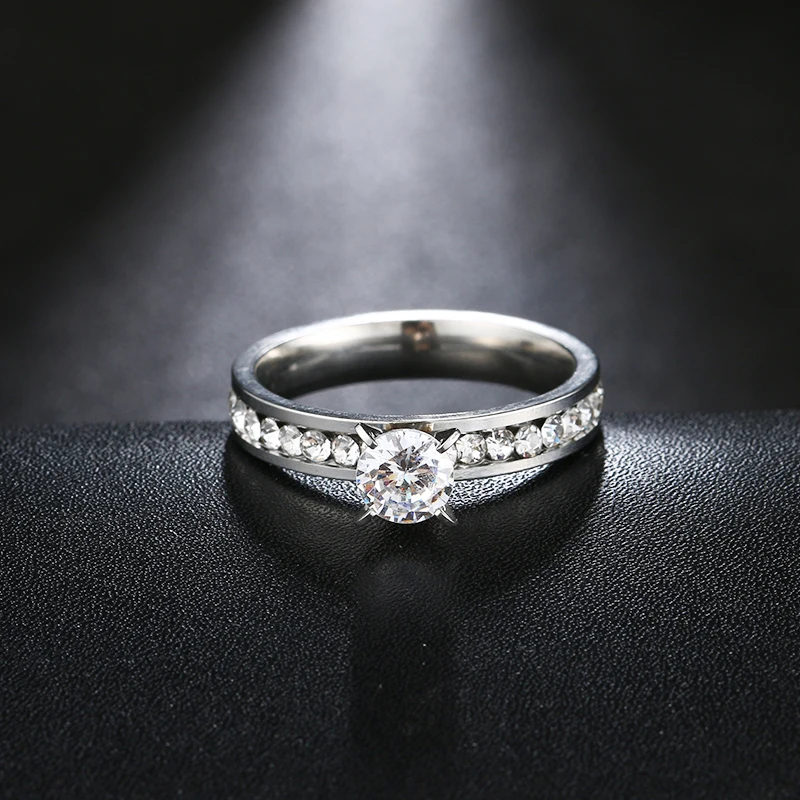 DOTIFI 316L кольца из нержавеющей стали для женщин супер блестящий кубический циркон обручальное кольцо ювелирные изделия