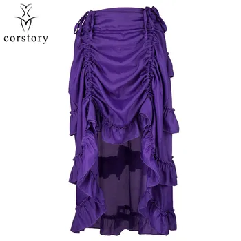 

Victorian Purple Ruffle Chiffon Skirts Womens Long Asymmetrical Sexy Skirt Vintage Underskirt Steampunk Gothic Clothes Partywear