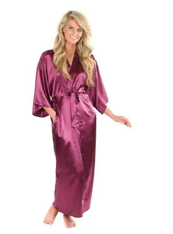 Bride Robes Silk Satin Long For Wedding Bridesmaid Women