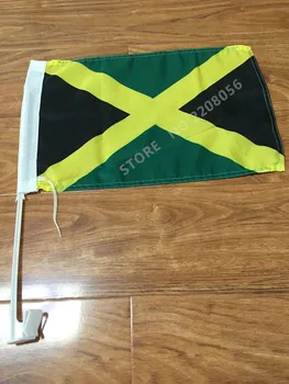 

Free shipping 30x45cm Jamaica car window flag polyester car flags high quality 100D with Flagpole