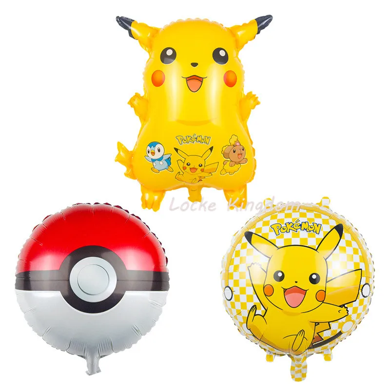 

Lucky New Arrivals Pokemon Pikachu Balloon Birthday Party Wedding Decoration Globos Cute PokeBalls Foil Helium Balloons Toys