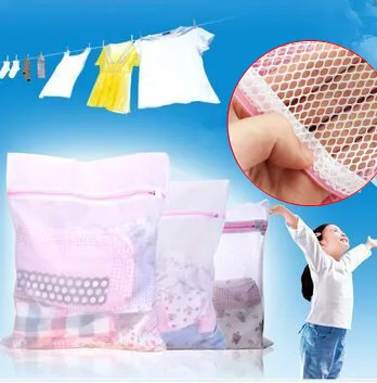 3 Size Zippered Mesh Laundry Wash Bags Foldable Delicates Lingerie Bra Socks Underwear Washing Machine Clothes Protection Net S