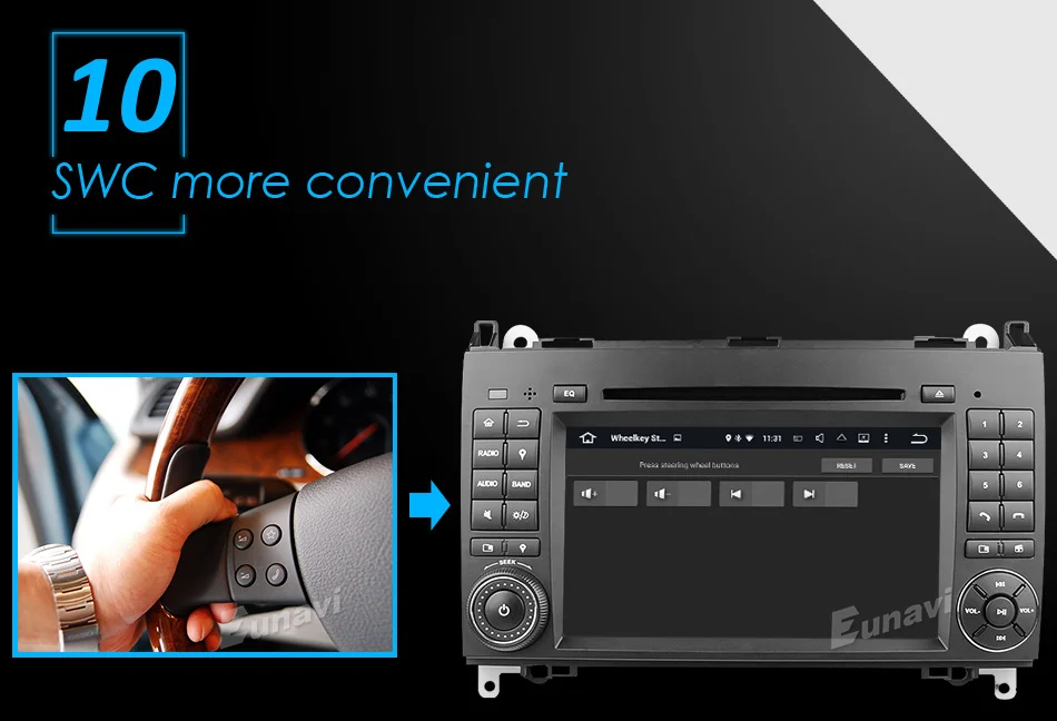 Perfect Eunavi 2 Din Android 8.0 Octa 8 core Car DVD Player For Benz Sprinter Vito W169 W245 W469 W639 B200 Radio GPS WiFi 4G RAM 4GB 17