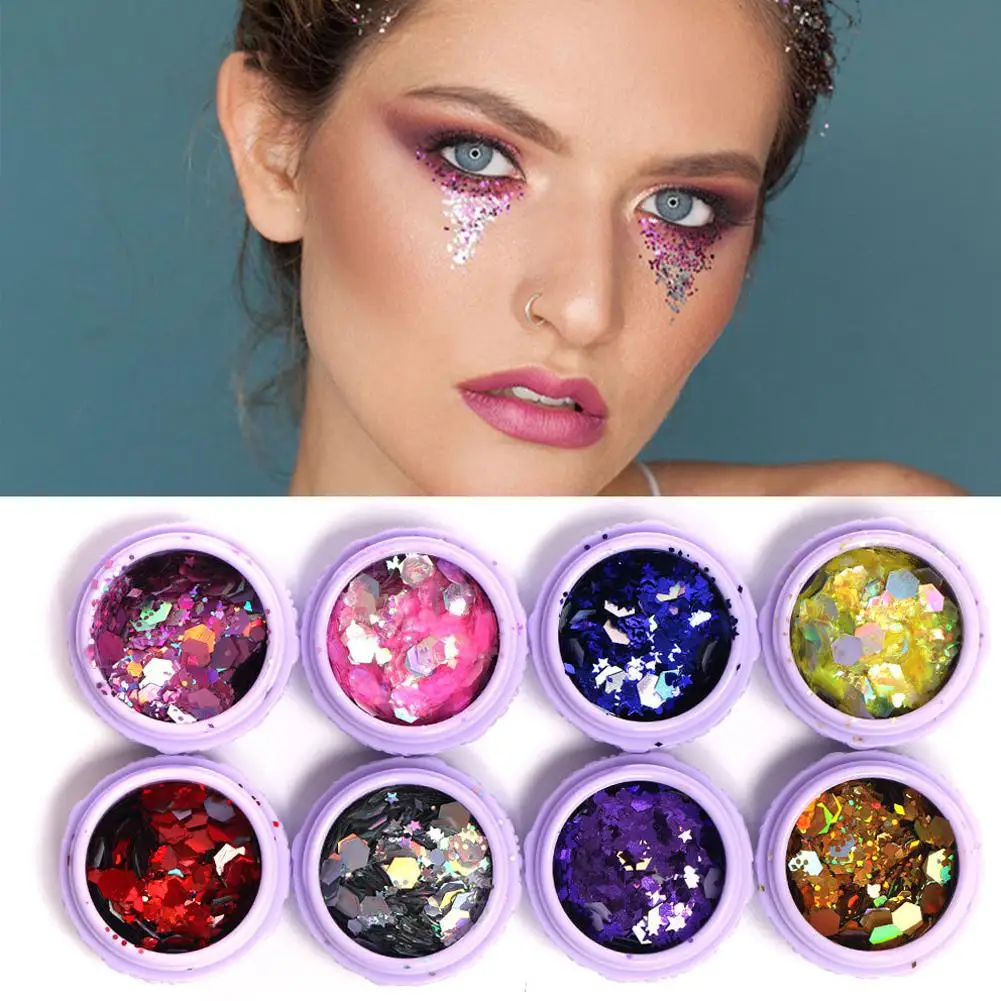 

Glitter Eyeshadow Yfashion 1 Box/8 Boxes Festival Makeup Shimmer Face Jewels Pigment Body Face Eye Glitter Sequin Paillettes