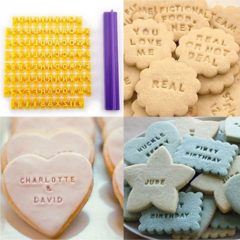 

Hot Alphabet Letter Number Cookie Press Stamp Embosser Cutter Fondant Mould Cake Baking Molds Tools