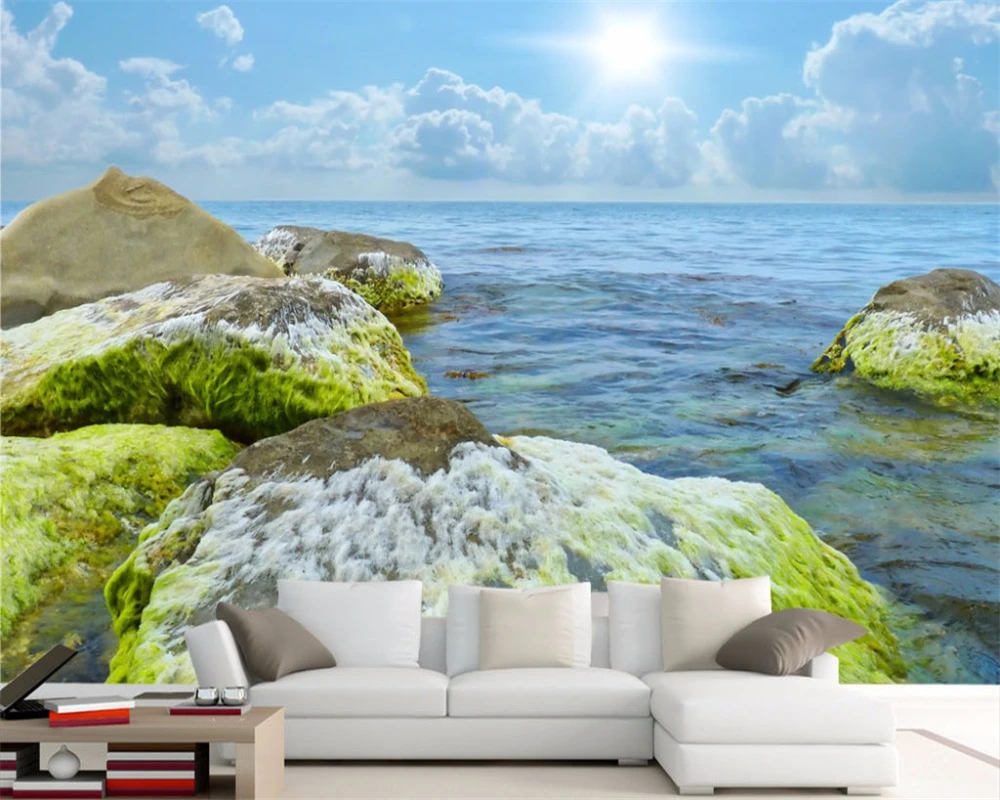 

Beibehang Large custom wallpaper blue sky and white stone wall murals family decorates a wall paper wallpaper for walls 3 d