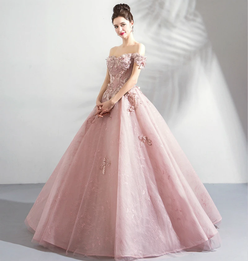 SSYFashion, новинка, роскошное кружевное вечернее платье, милое, розовое, с аппликацией, с бисером, длина до пола, официальные платья, элегантное платье для банкета
