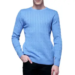 2018 весенние и осенние мужские свитера из 100% хлопка мужские пуловеры с круглым вырезом и длинными рукавами мужские обтягивающие удобные