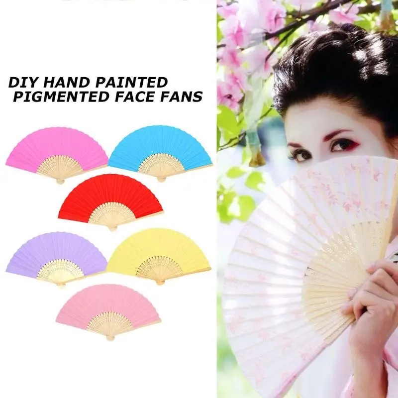 

DIY Folding Chinese Hand Paper Fan Children Hand Bamboo Kids Painting Fan Wedding Party Home Decoration Craft