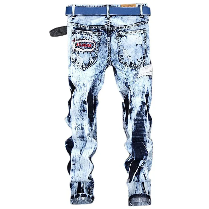 Generic Mens Classic Biker Moto Denim Pants Slim Zipper Jeans