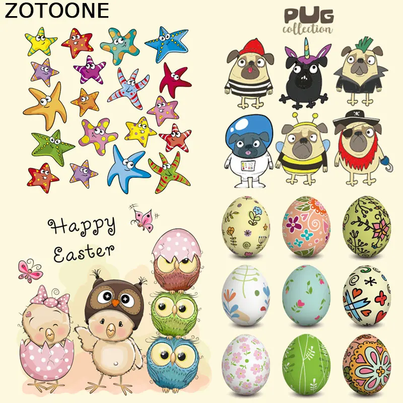 

ZOTOONE Easter Egg Cartoon Animal Set Iron Patches for Clothes Decoration DIY Stripes Custom Patch Stickers Applique T-shirt E