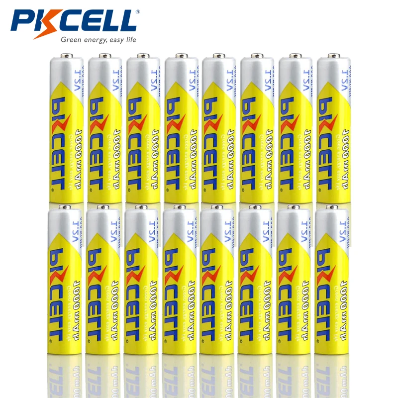 

PKCELL Original 16pcs 1.2V 1000MAH AAA rechargeable Battery High Energy NiMh AAA Rechargeable Battery Ni-mh 3A Batteries Battria