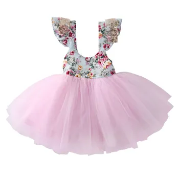 

0-5Y Princess Baby Girls Kids Toddler Mini Tutu Dress Floral Lace Party Christmas Wedding Pageant Tulle Dresses Costume Sundress