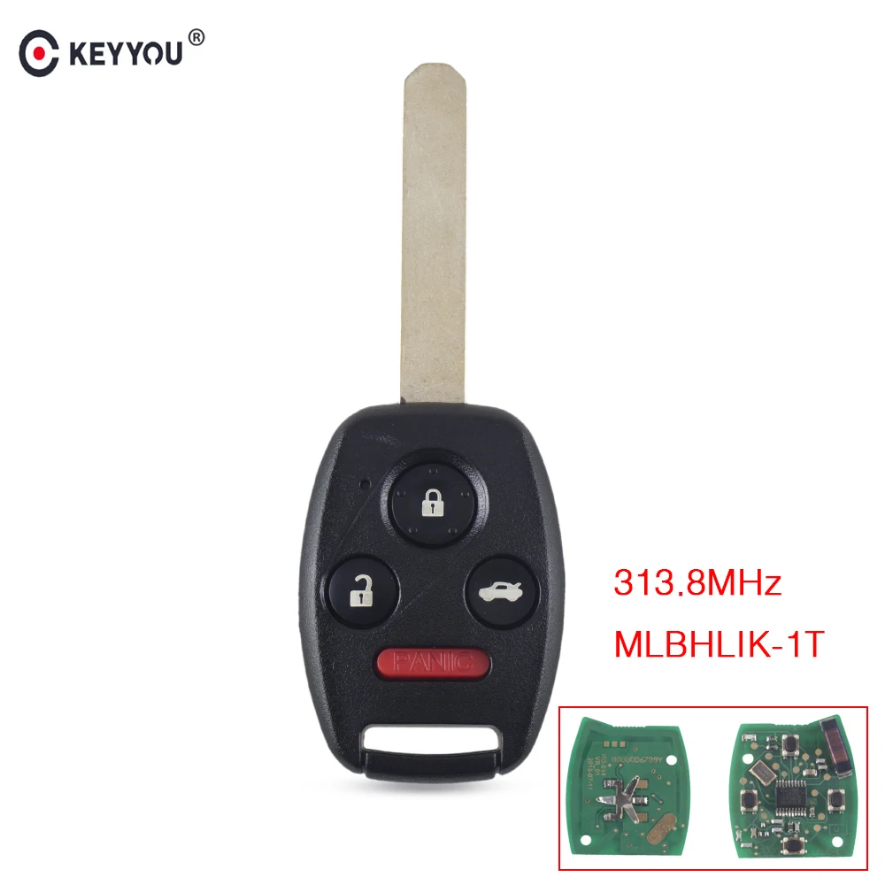 

KEYYOU 313.8Mhz 3+1 Buttons Keyless Remote Car Key Fob For Honda Accord 2008 2009 2010 2011 2012 MLBHLIK-1T Original keys