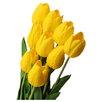

UESH-30pcs/lot Tulip Artificial Flower Real Touch PU Artificial Bouquet Flowers For Home Decoration Wedding Decorative Flowers