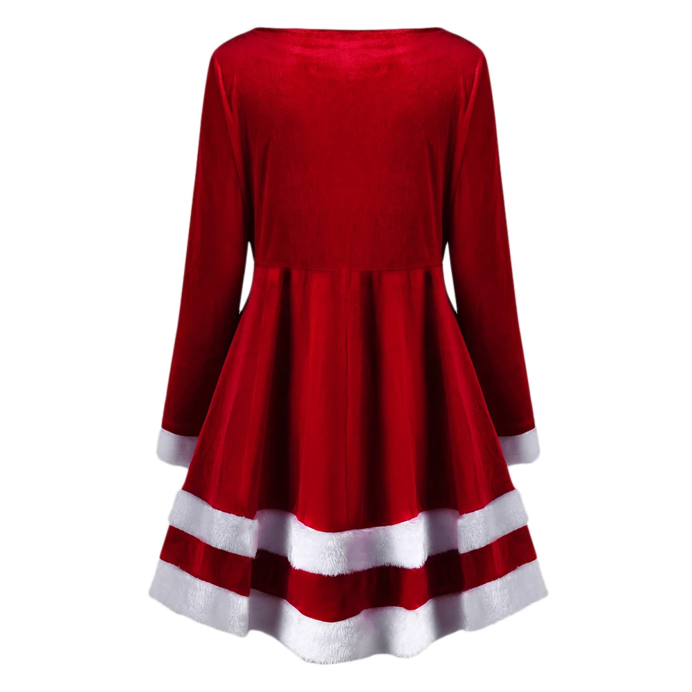 Wipalo размера плюс 5XL винтажное платье женское элегантное бархатное рождественское праздничное платье с длинным рукавом ТРАПЕЦИЕВИДНОЕ ПЛАТЬЕ С Поясом женское платье