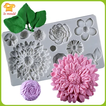 

LXYY MOULD high quality baking DIY candy cake decoration tools silicone flower mold 12 hole cake chocolate clay pottery mold