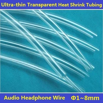 

1~8mm Ultra-thin Transparent Heat Shrink Tubing Halogen-free & Soft (professional audio headphone wire) Free Shipping - 5 Meters