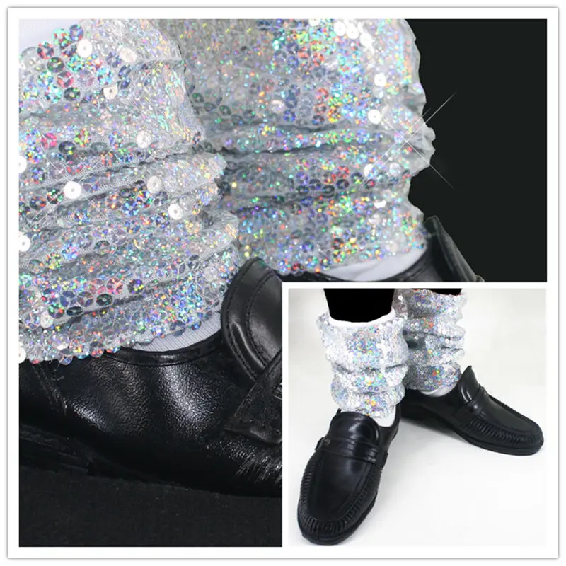 Rare Fashion Sequin MJ Micheal Jackson Billie Jean Baggy Ankle Socks handmade 100% For Collection Show