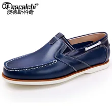 Odescalchi Causal Shoes Sleeves Men Loafers High Quality Genuine Leather Moccasins Men Driving Shoes Boat Shape Flats For Man