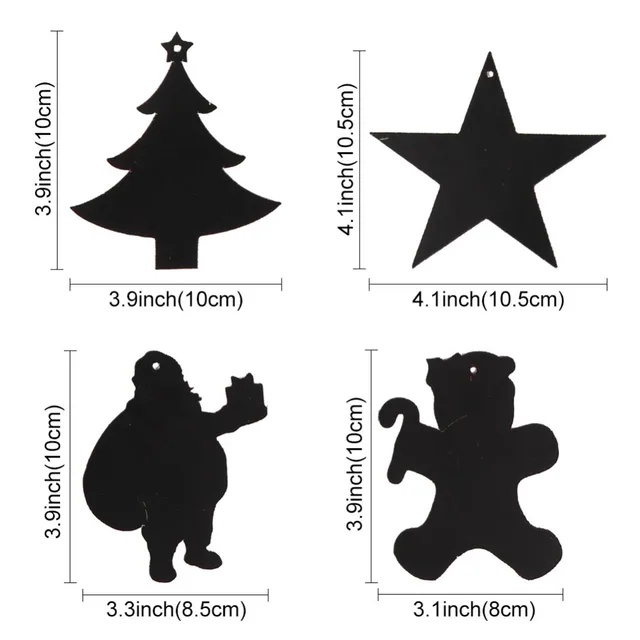 Aytai 24pcs Magic Color Scratch Card Christmas Tree Ornaments Scratch Art Paper Coloring Cards Scraping Drawing Toy for Children